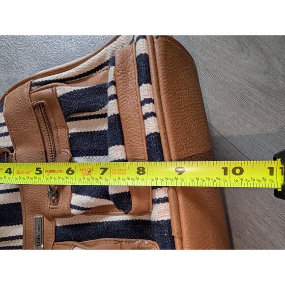 MultiSac Womens Stripe Tote Handbag Brown & Black Faux Leather & Canvas - Picture 8 of 10